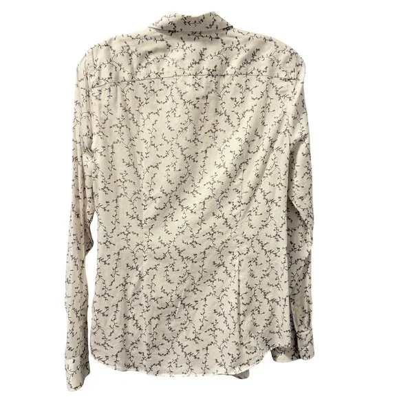 Chaps Womens No Iron Button-Up Shirt Sz M White Floral 100% Cotton Long Sleeve - Picture 9 of 13